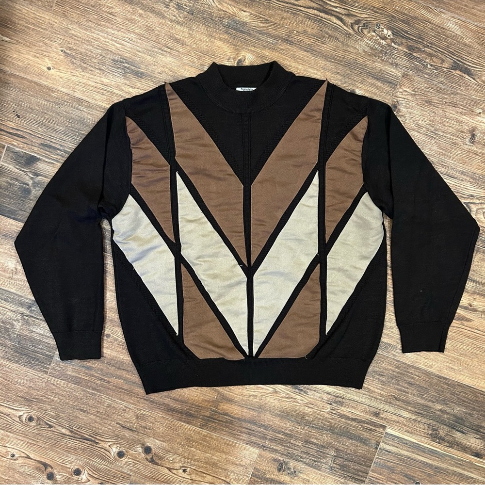 Portabella Fashion Vintage 80s Geometric Sweater XXL